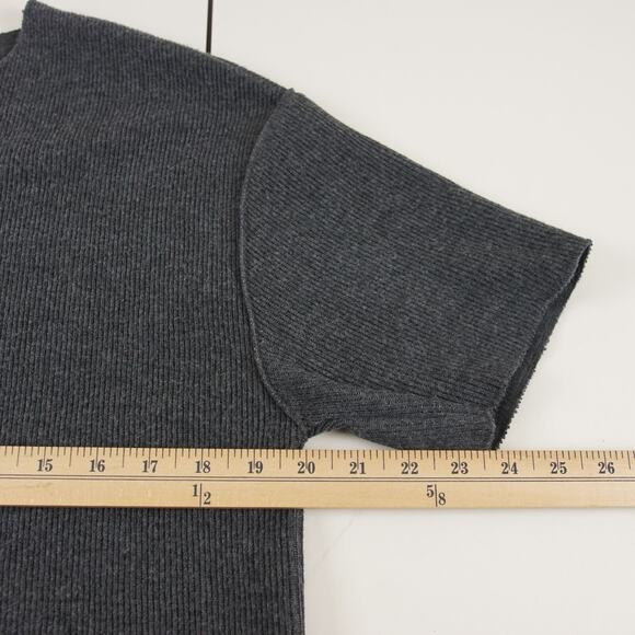 Zara Gray Soft Nit Boxy Ribbed Short Sleeve Top Women Sz S - Picture 3 of 7